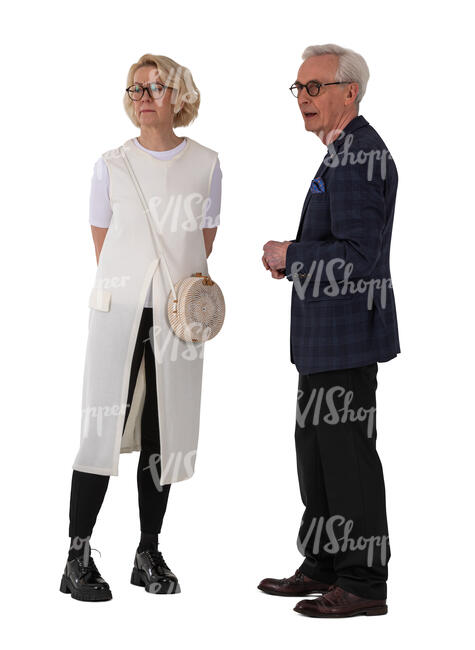 two cut out senior people standing