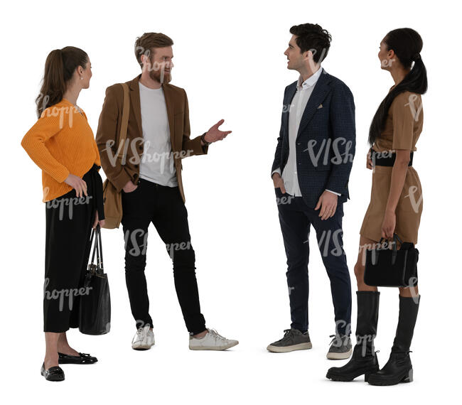 cut out group of people standing and talking