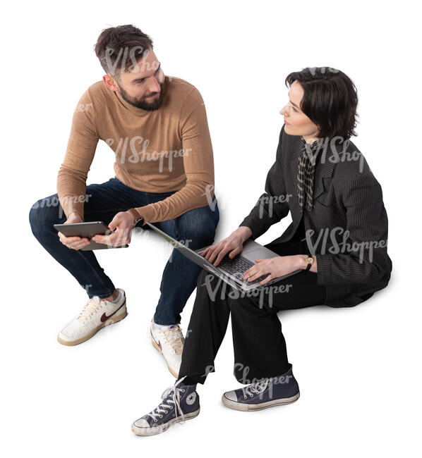 top view of people sitting in a modern office