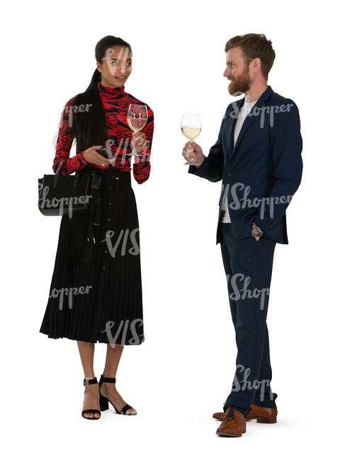 two people standing and drinking wine