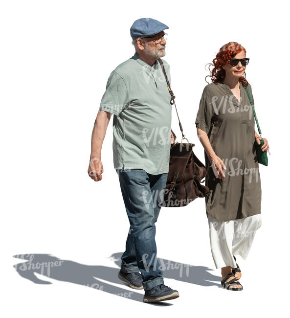 cut out older man and woman walking