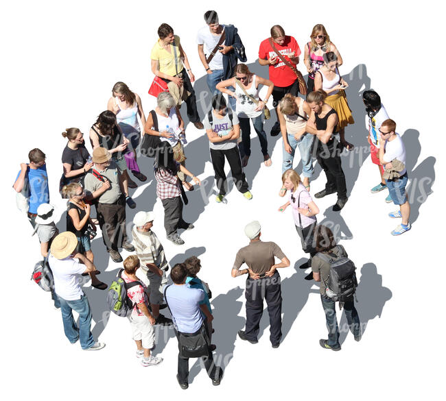 group of tourists seen from above