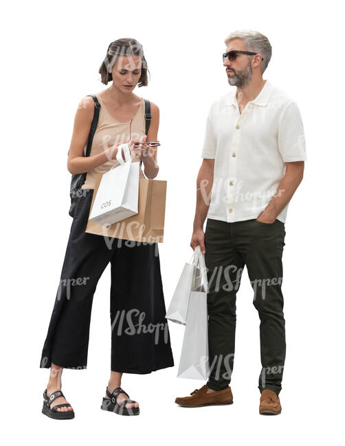 man and woman coming from shopping