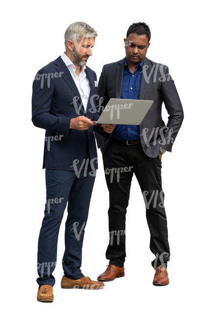 two businessmen standing and discussing business matters