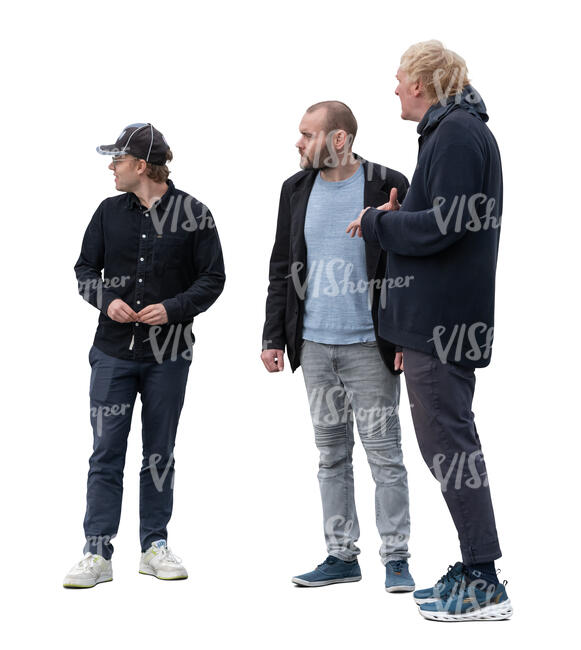 cut out group of three men standing