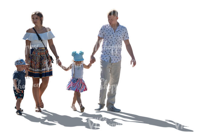 cut out backlit family walking hand in hand