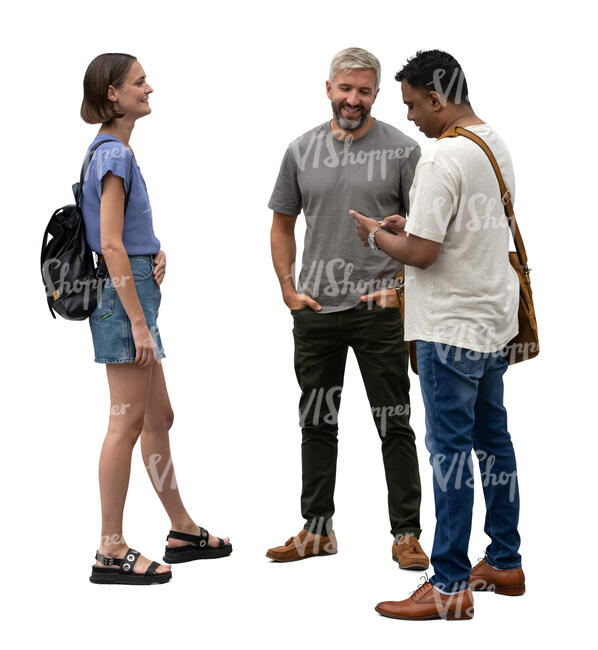 cut out group of three people standing