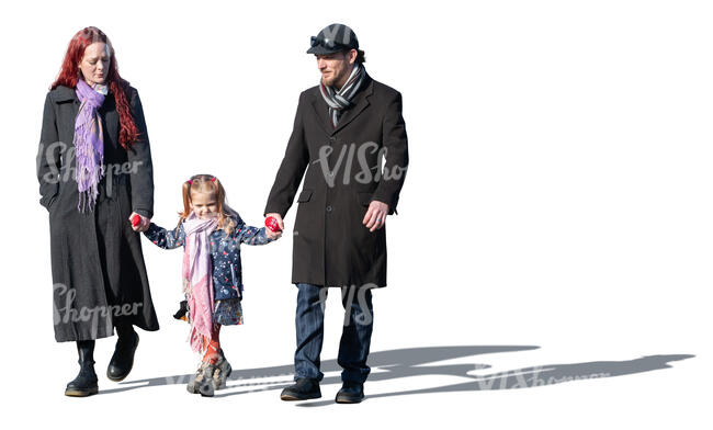 family with a small child walking in autumn