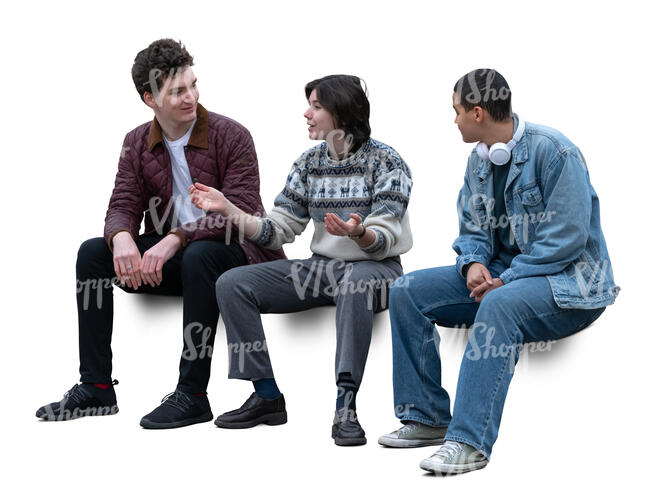three young people sitting and  having a lively conversation
