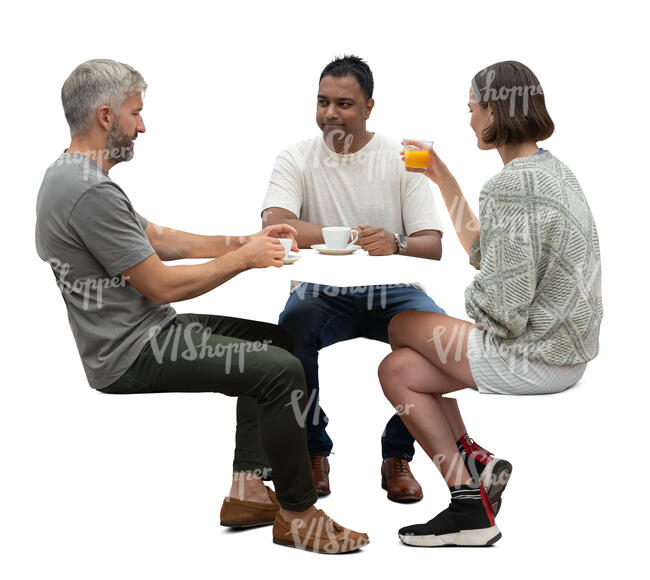 cut out group of friends sitting in a cafe
