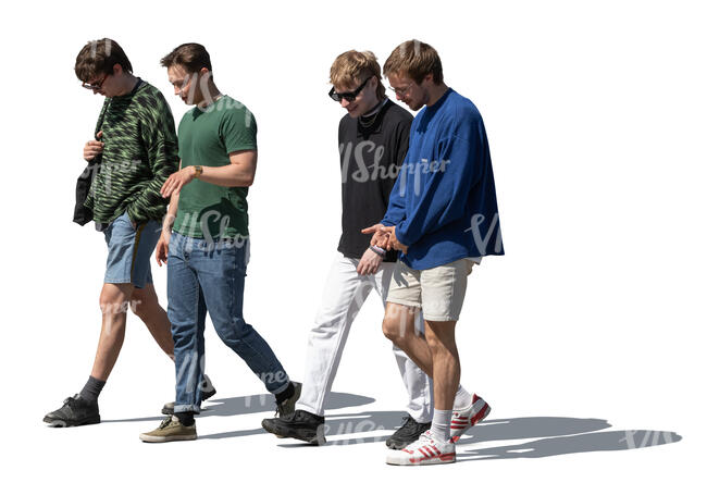 cut out group of young men walking