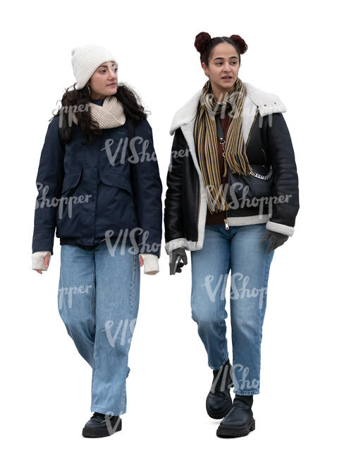 two women in winter walking