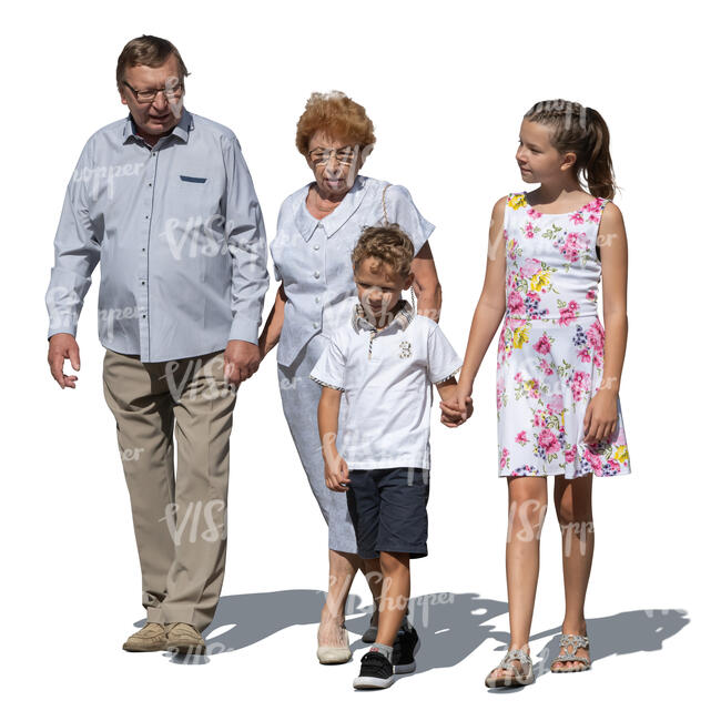 cut out grandparents walking with grandchildren
