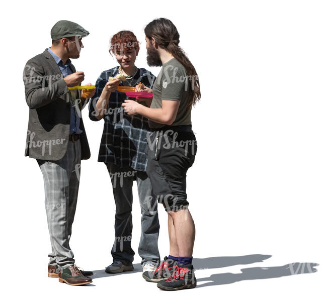 group of people eating at a street food festival