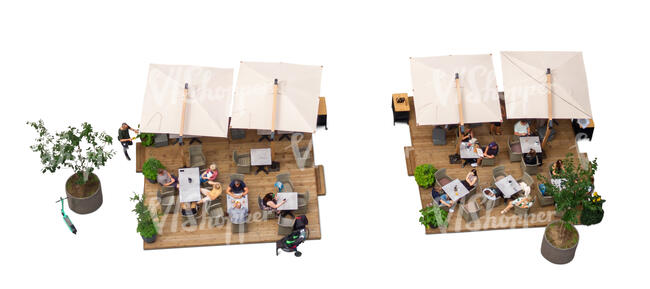 top view of an outdoor cafe area