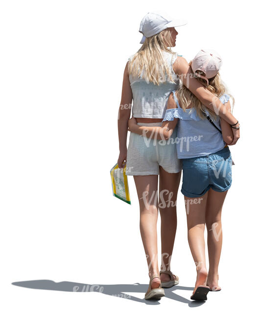 two cut out little girls walking together