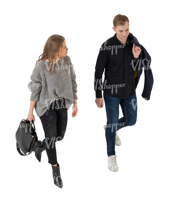 two people walking seen from above