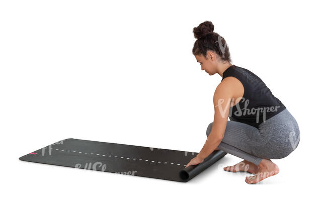 cut out woman rolling out an exercise mat