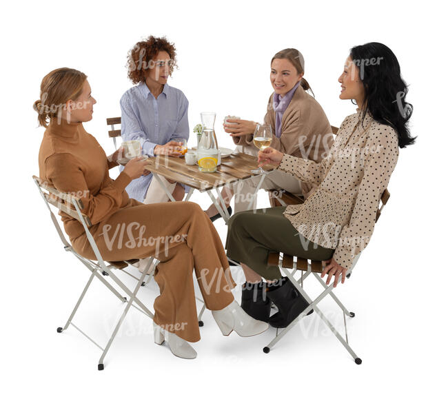 group of women sitting in a cafe and talking