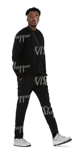 cut out young black man walking