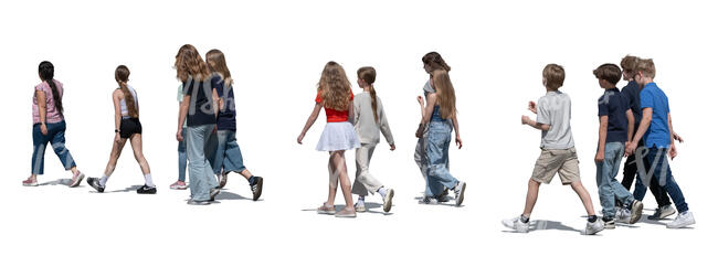 cut out large group of children walking