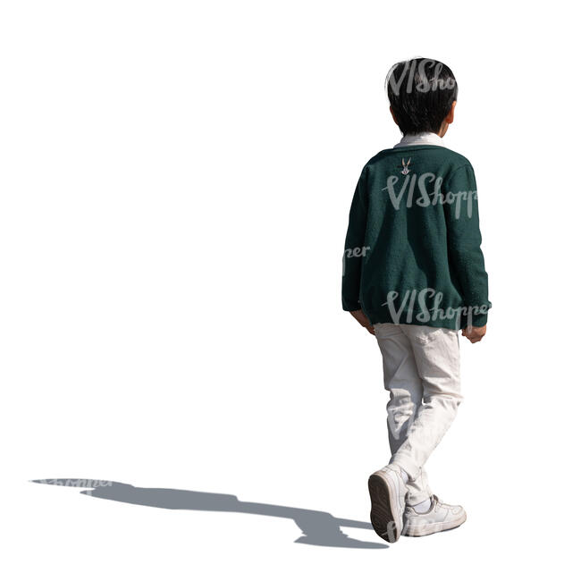cut out asian kid walking