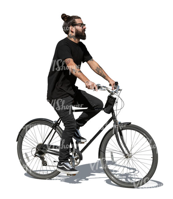bearded man riding a bike