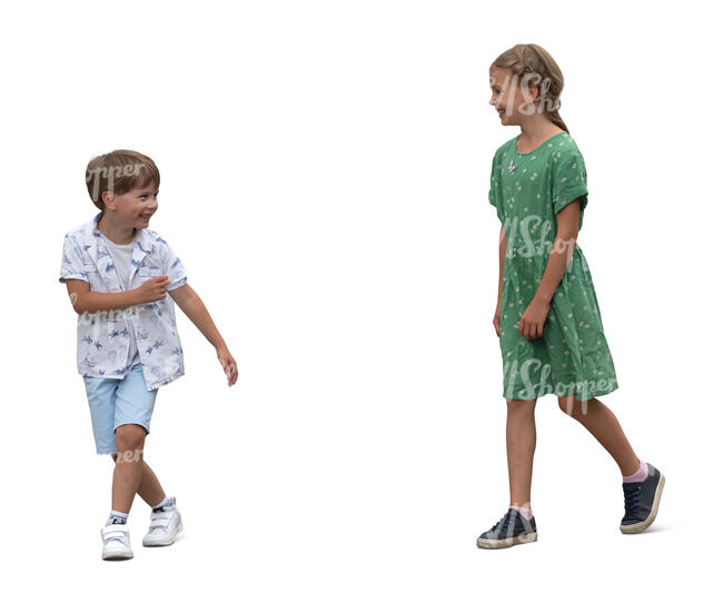 two kids running and playing