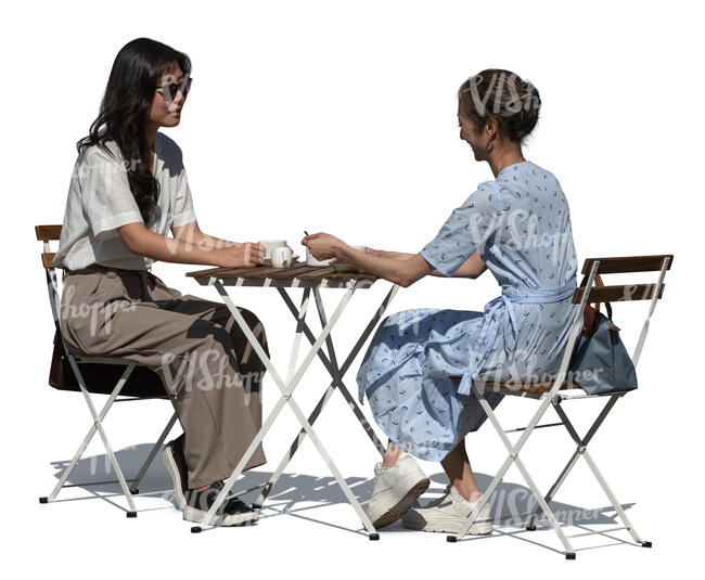 two women sitting in a cafe and talking