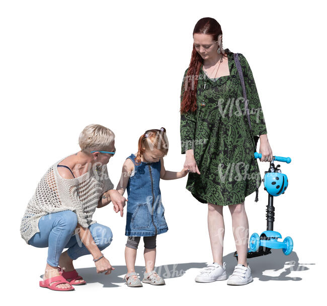woman with her daughter and mother standing