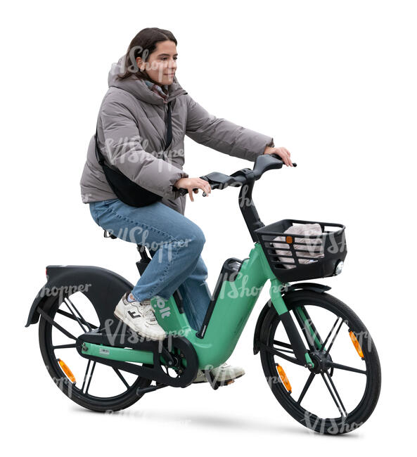 woman riding a rental bike