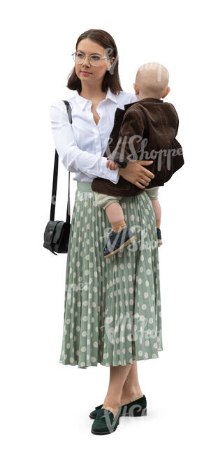 woman holding a child standing