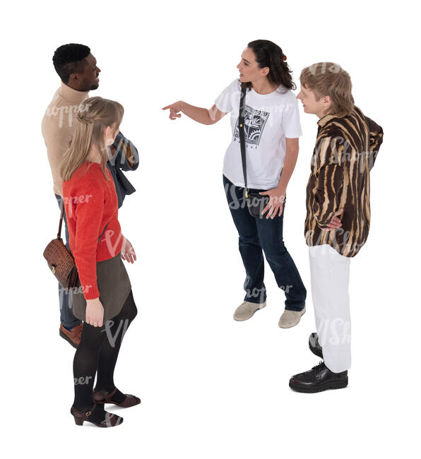 top view of a group of friends talking
