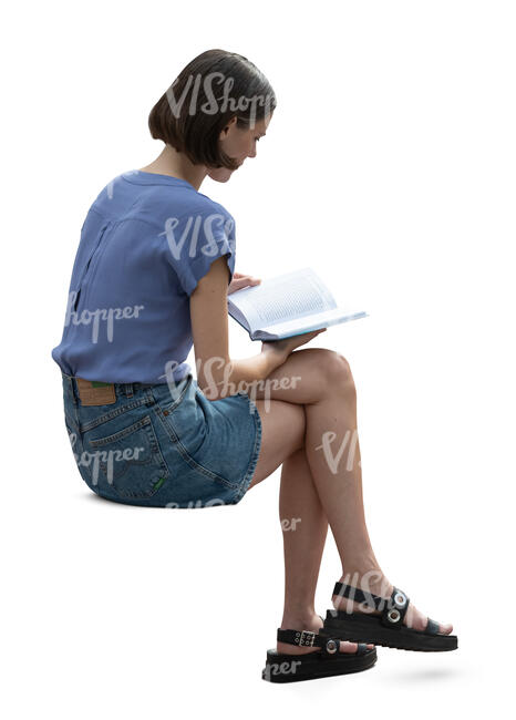 cut out woman sitting and reading a book