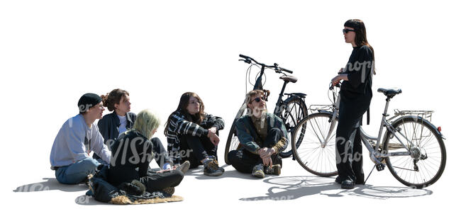 cut out group of young people gathering and talking