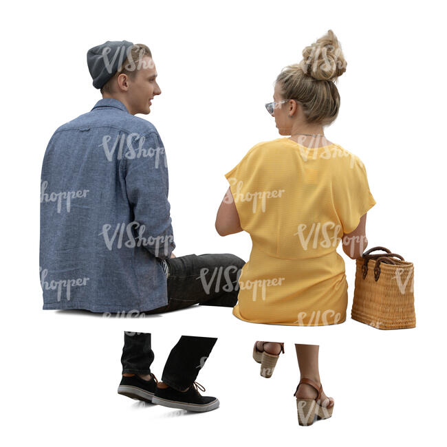 man and woman sitting seen from back angle