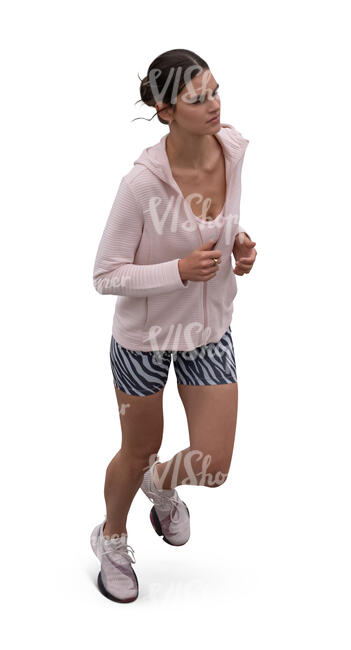 top view of a young woman running