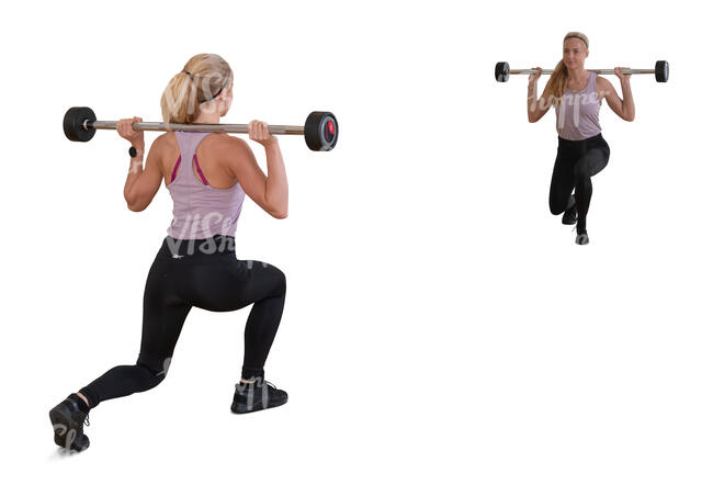 cut out woman doing squats in front of the mirror