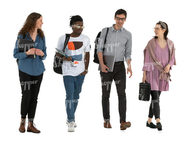 group of college students walking together