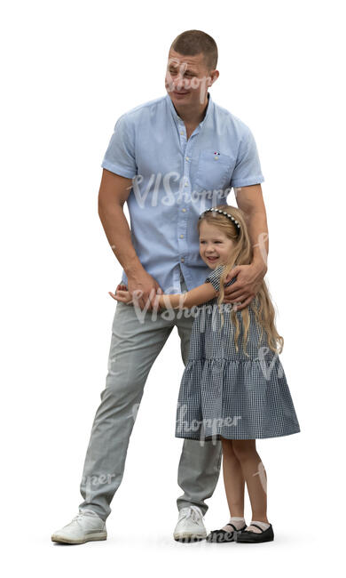 cut out little girl hugging her father