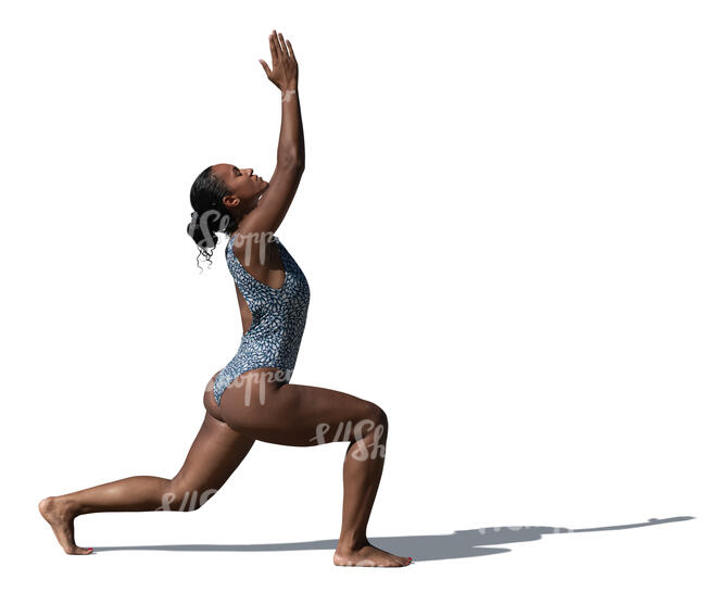 cut out woman in a swimsuit doing yoga exercises