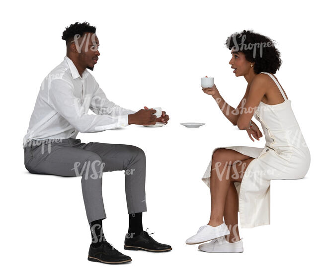 black man and woman sitting in a restaurant and talking