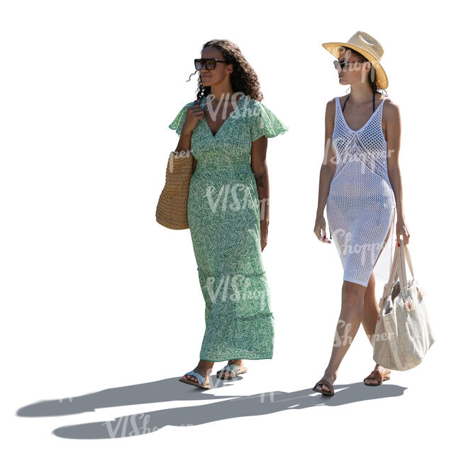 two women walking on a hot summer day