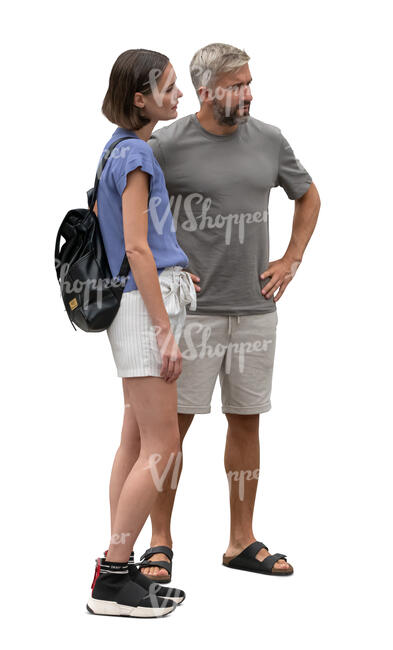 man and woman standing and looking at smth