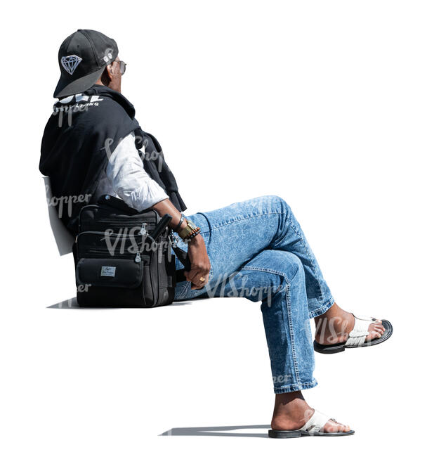 cut out black man sitting on the bench
