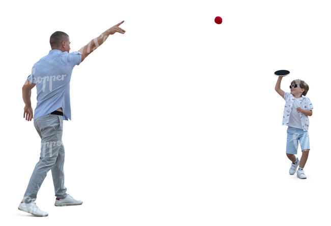man playing a ball game with his son