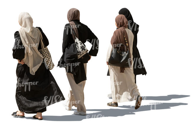 group of muslim women walking
