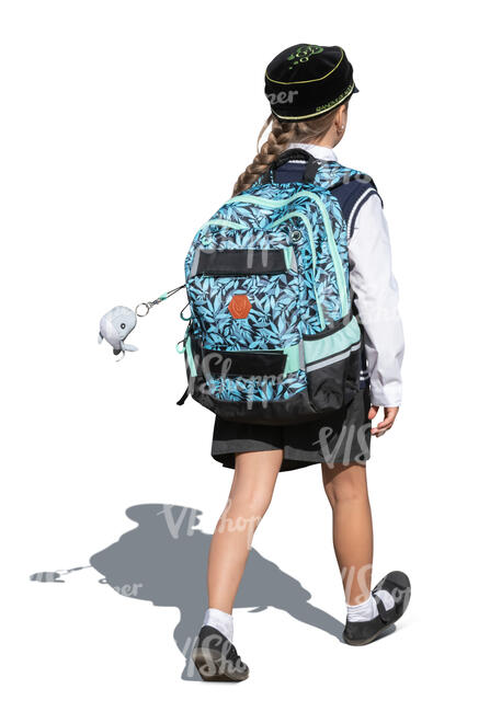 cut out schoolgirl in uniform walking