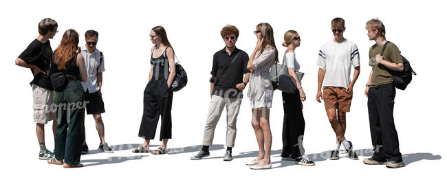 cut out large group of people standing and talking