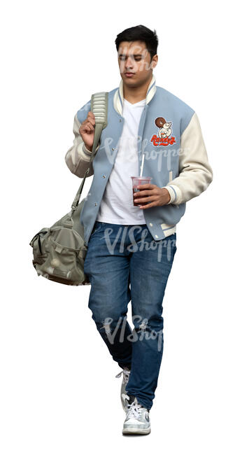 cut out sporty college student walking